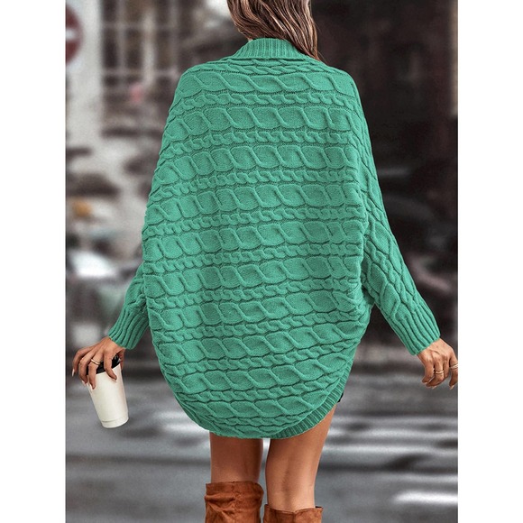 Shawl Collar Cable Knit Batwing Sleeve Duster Cardigan sweater black oversized - Picture 11 of 11